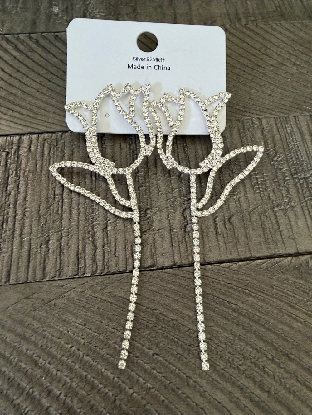 Silver Crystal Tulip Drop Earrings - Women Accessories